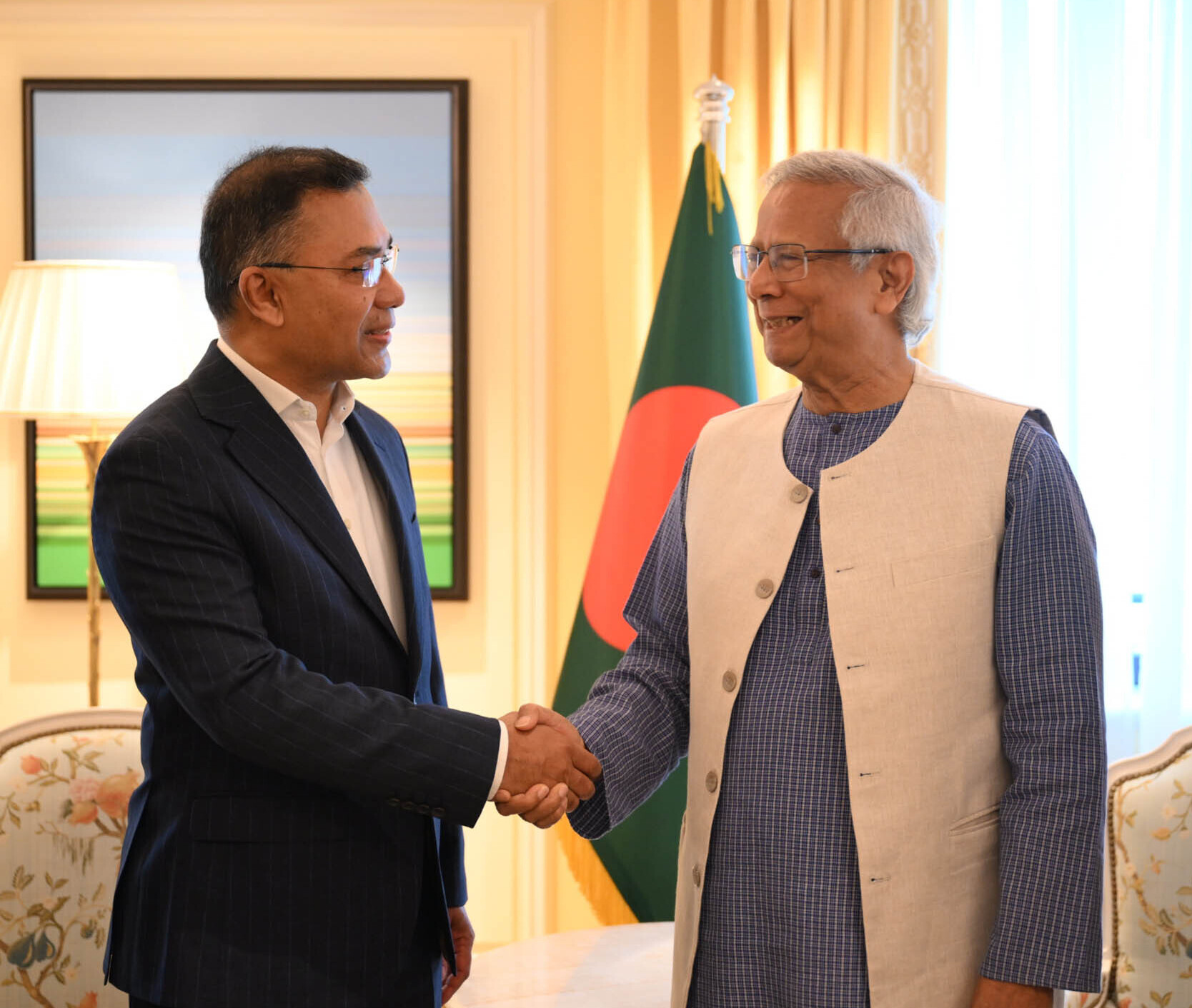 PM Tarique Rahman meeting with Prof. Dr. Muhammad Yunus in London