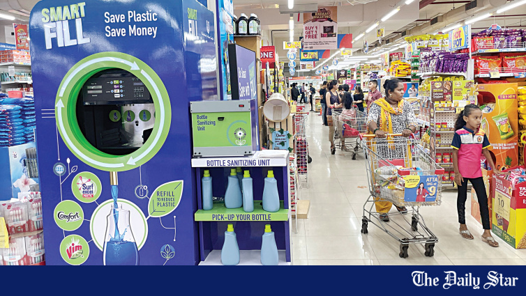Supermarket shelves representing consumer goods market changes