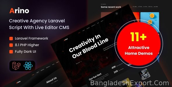 Arino – Creative Agency Laravel Script With Live Editor CMS
