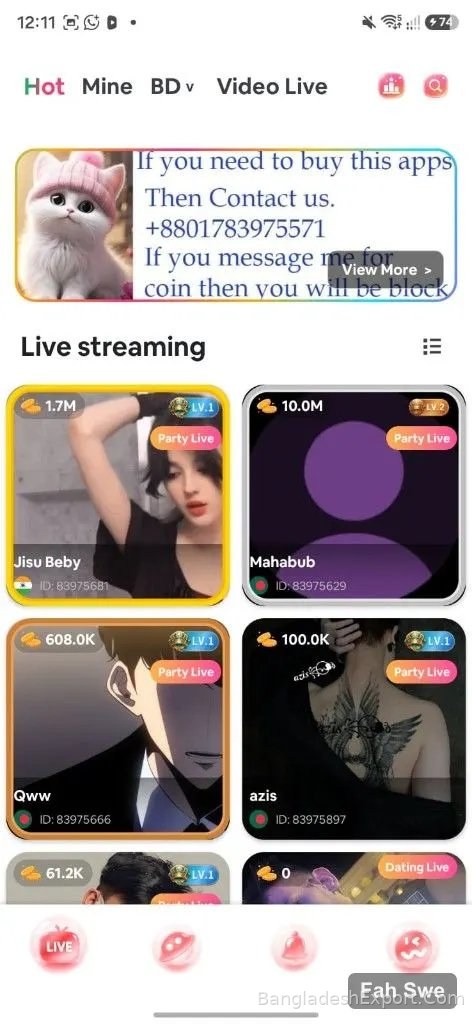 Cat Stream — Live Streaming App Source Code — Fah Swe — Fah Swe